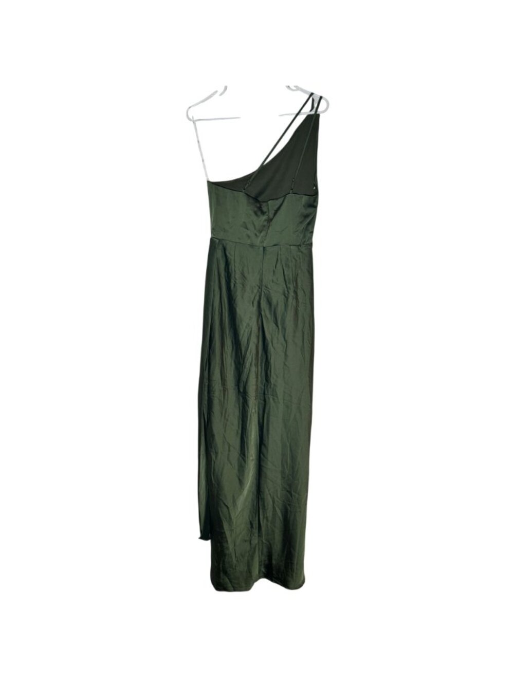 Lulus Signature Elegance Olive Green Satin One-Shoulder Maxi Dress Size M NWOT - Picture 5 of 7